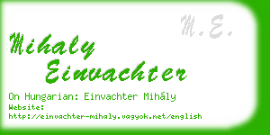 mihaly einvachter business card